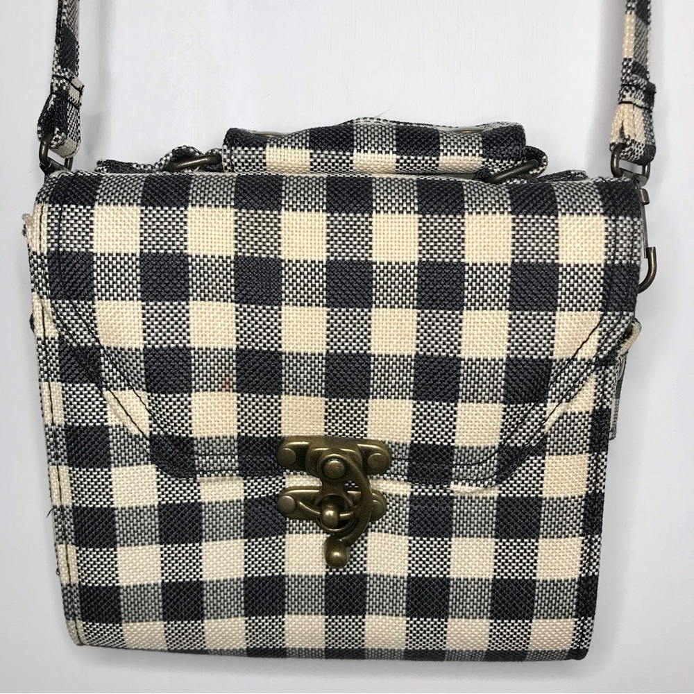 TopShop Navy Gingham Crossbody Purse